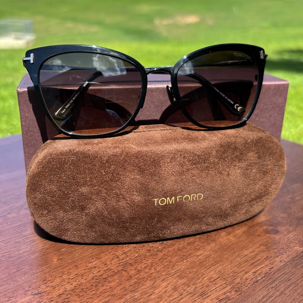 Tom Ford Women's Black Cat-Eye Sunglasses with Dark Lenses